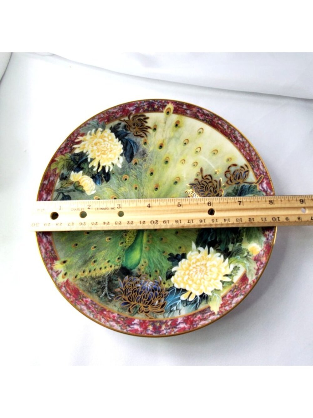 Splendor Peacock Plate By Lily Chang Gardens Of Paradise Chrysanthemum 1992 COA - Picture 5 of 12